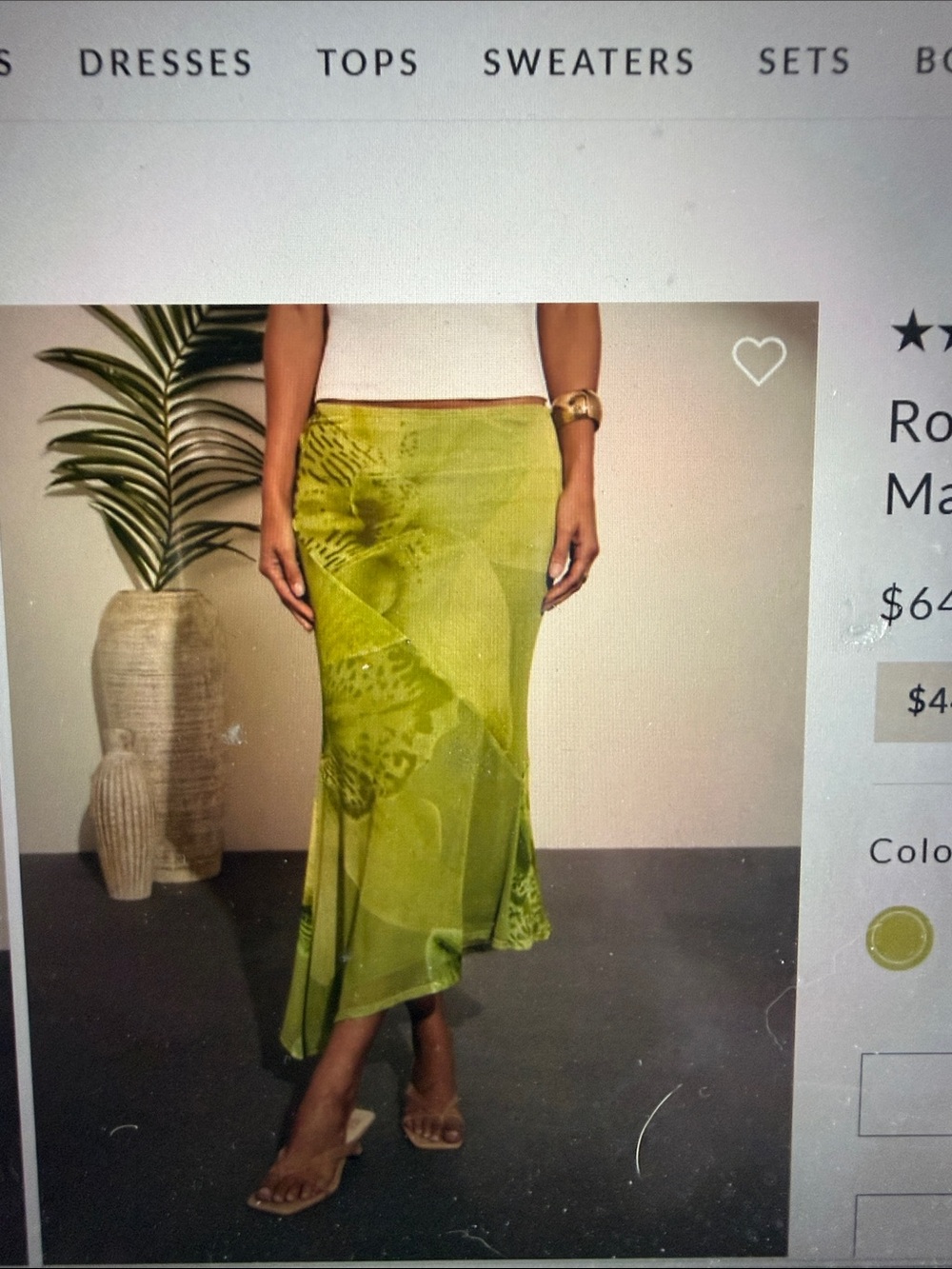 Vici Olive Green Floral Maxi Skirt-MESH FABRIC